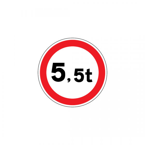 C6 - Trânsito proibido a veículos de peso total superior a … t - Sinais de Proibição