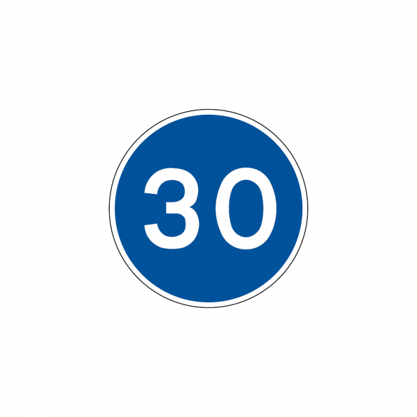 D8 - Obrigação de transitar à velocidade mínima de … quilómetros por hora - Sinais de Obrigação