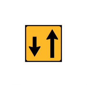 TC11B - Painel indicativo de circulação 1 via na direção da circulação e 1 via no sentido contrário - TC | Painéis Temporários de Circulação