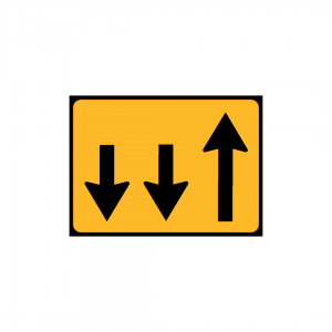 TC12 - Painel indicativo de circulação 1 via na direção da circulação e 2 vias no sentido contrário - TC | Painéis Temporários de Circulação