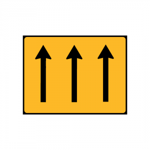 TC3 - Painel indicativo da circulação 3 vias na direção da circulação - TC | Painéis Temporários de Circulação