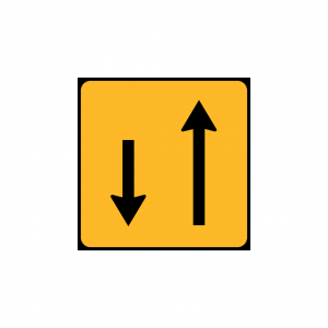 TC4 - Painel indicativo da circulação 1 via na direção da circulação e 1 via no sentido contrário - TC | Painéis Temporários de Circulação