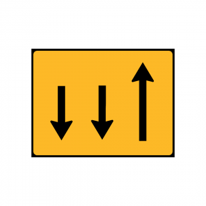 TC6 - Painel indicativo da circulação 1 via na direção da circulação e 2 vias no sentido contrário - TC | Painéis Temporários de Circulação