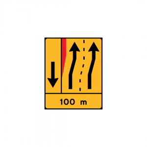 TD27 – Painel de estreitamento à esquerda (1×2+VL) - TD | Painéis Temporários de Desvio