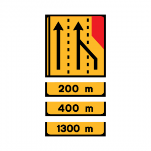 TD3 - Painel de estrangulamento à direita (3 vias) Desvio da via direita para a via central - TD | Painéis Temporários de Desvio